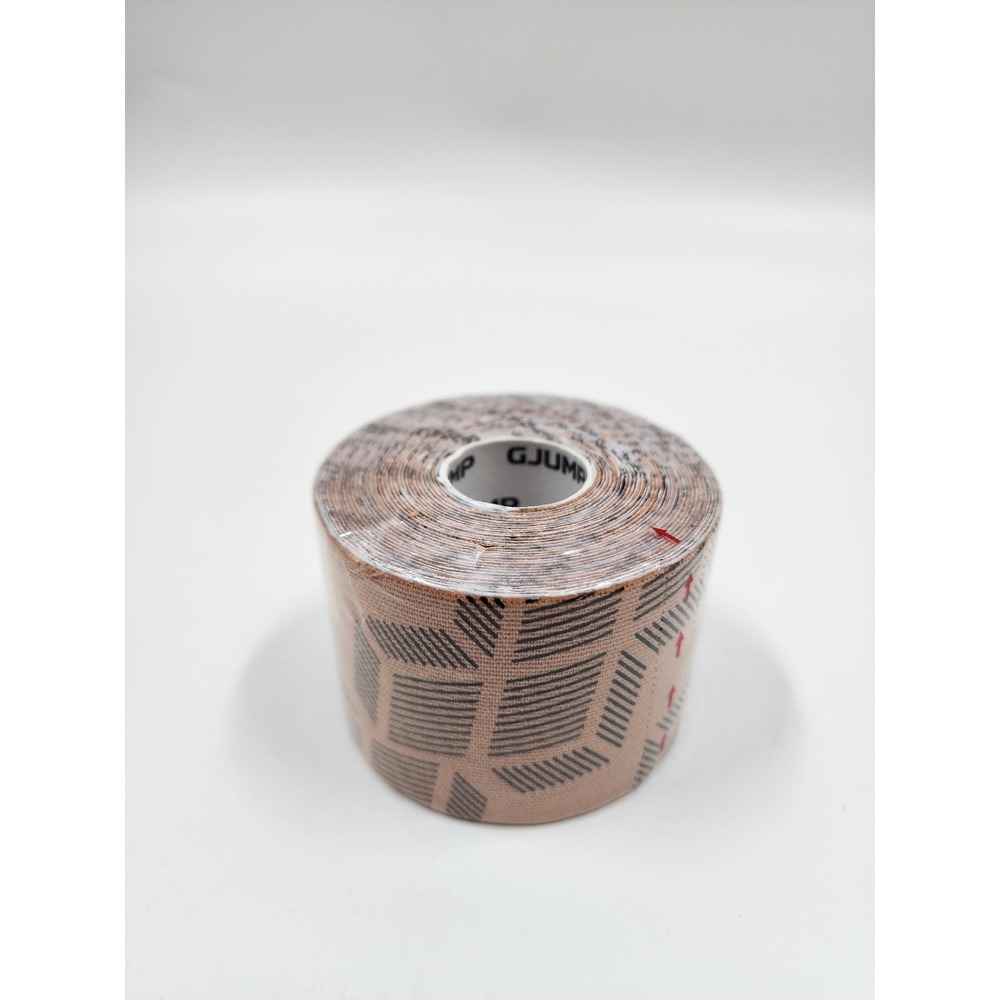 GJUMP Kinesiology Tape Tan Geometric Pattern Elastic Athletic Sports Tape Roll - Picture 3 of 5